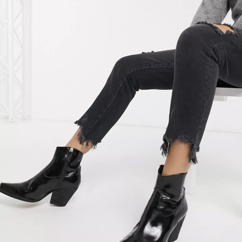 Free People | We The Free Good Times Relaxed Gray Black Size 29 Distressed